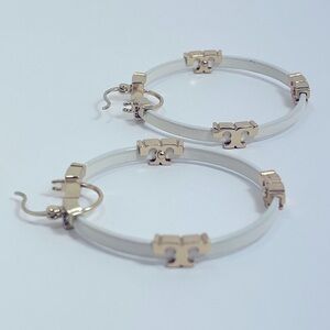 TORY BURCH Kira Leather Hoop Earrings